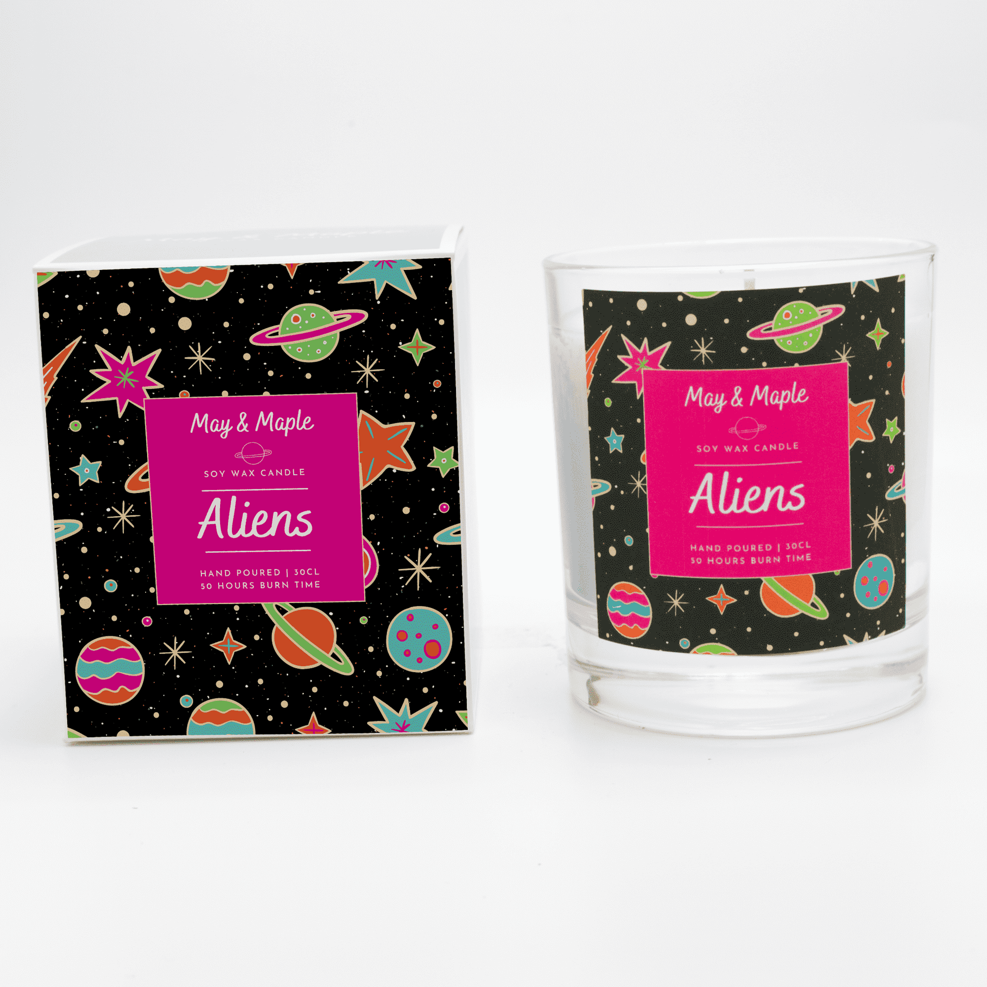 May Maple Aliens Round Clear Soy Candle