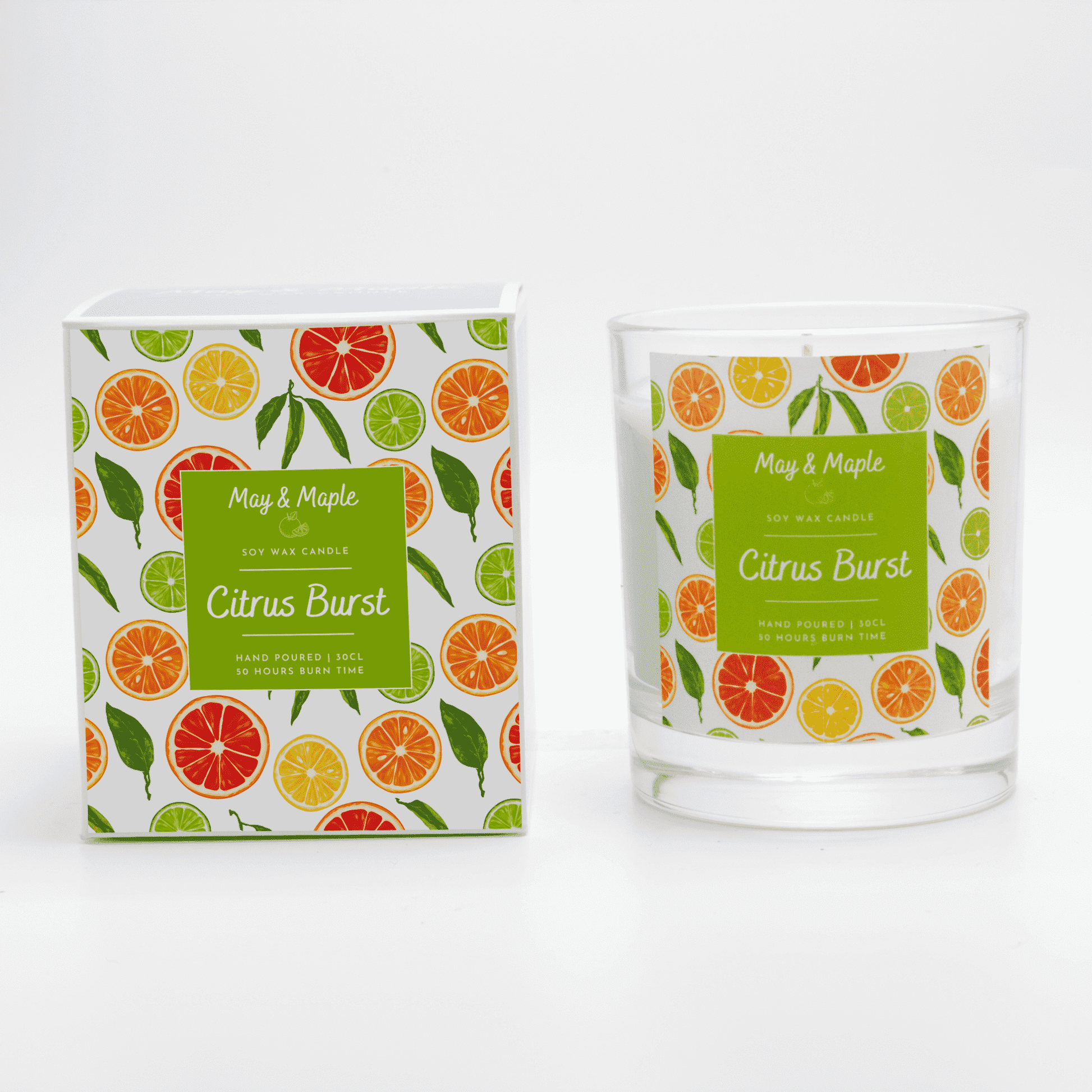 May Maple Citrus Burst Round Clear Soy Candle