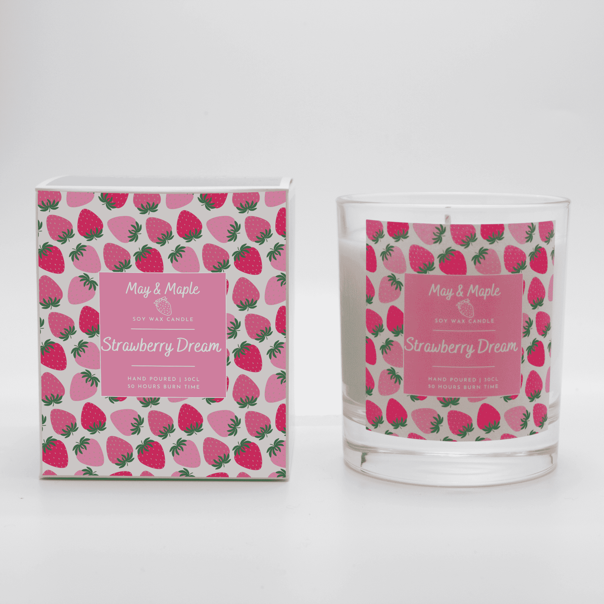 May Maple Strawberry Fields Round Clear Soy Candle