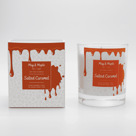 May Maple Salted Caramel Round Clear Soy Candle