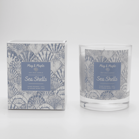 May Maple Sea Shells Round Clear Soy Candle