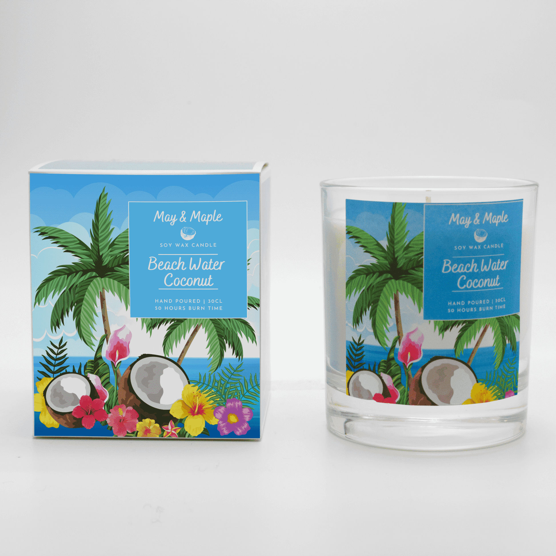 May Maple Beach Water Coconut Round Clear Soy Candle