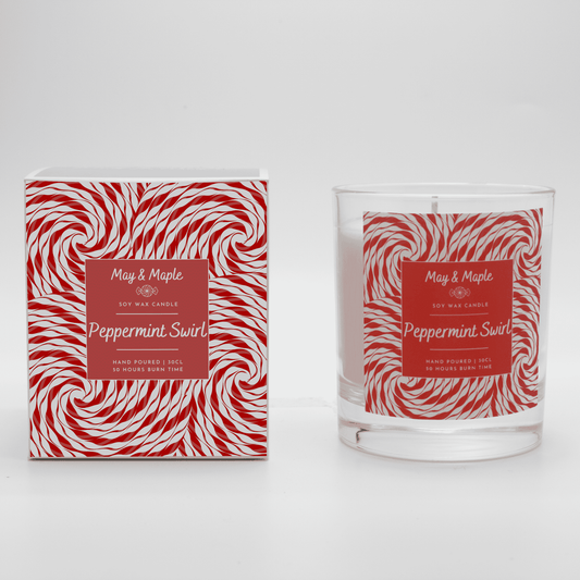 May Maple Peppermint Swirl Round Clear Soy Candle