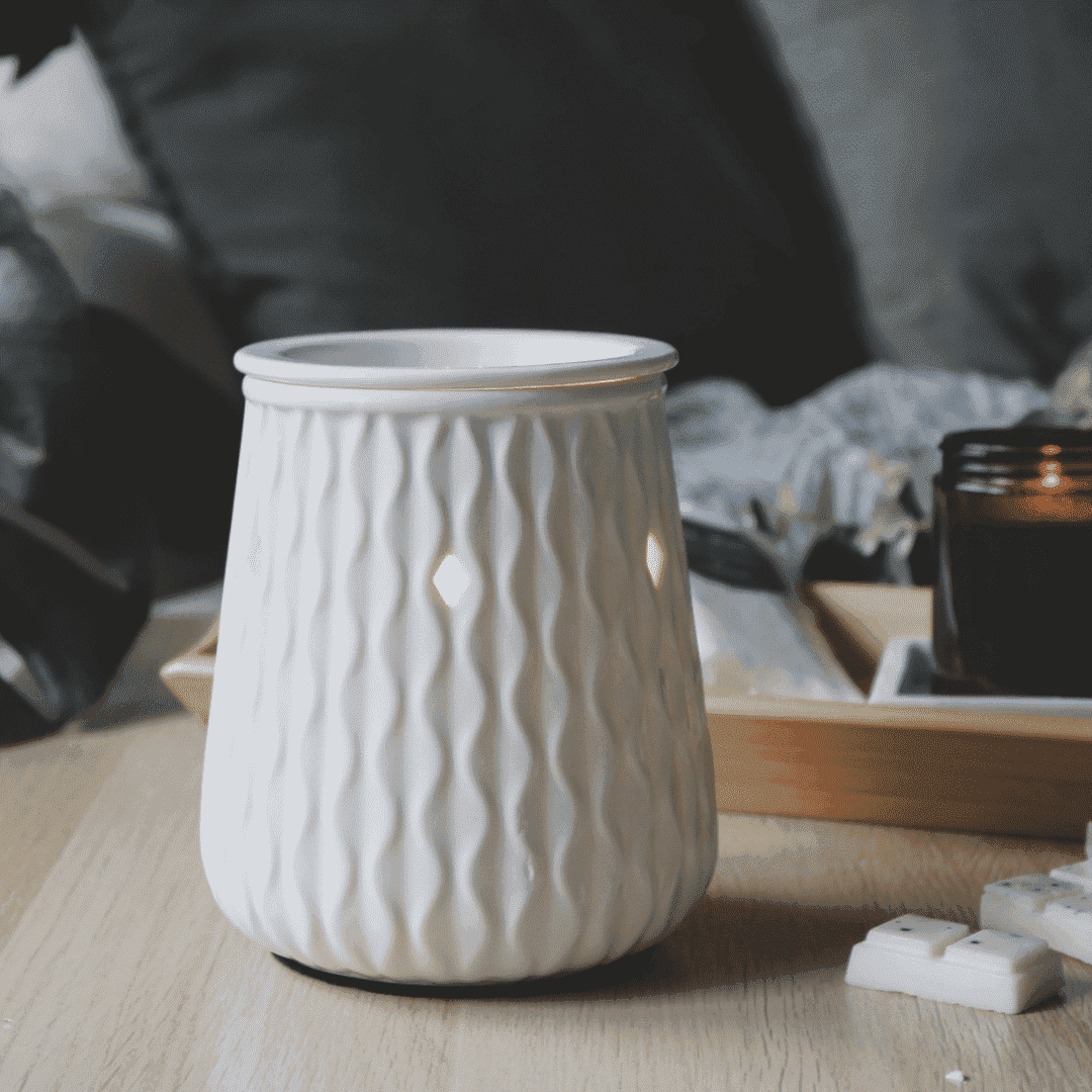 White Ripple Ceramic Electric Wax Melter